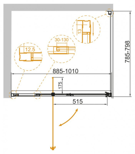 Душевой уголок 120-130x80 Cezares VARIANTE-AH-1-120/130-80-C-Cr