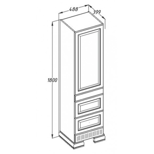 Пенал Opadiris ОНИКС 49 L левый, белый с золотом Z0000005741