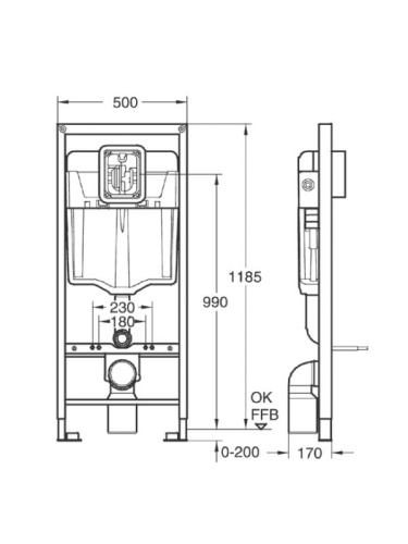 Инсталляция для унитаза 3 в 1 Grohe Rapid SL, бачок GD2, клавиша Skate Air 38721001