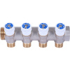 Коллектор 4 выхода STOUT 3/4"x1/2" плоское уплотнение с вентилями SMB 6852 341204