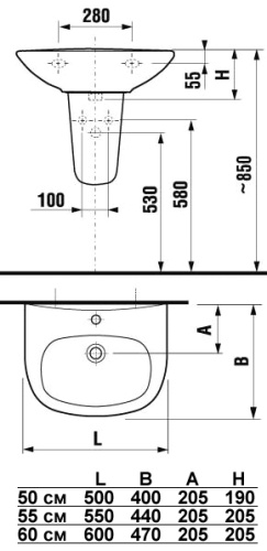 Раковина Jika Zeta 103900001049 белый 500x400