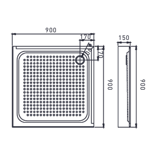 Душевой поддон 90x90 Erlit квадратный ER90H