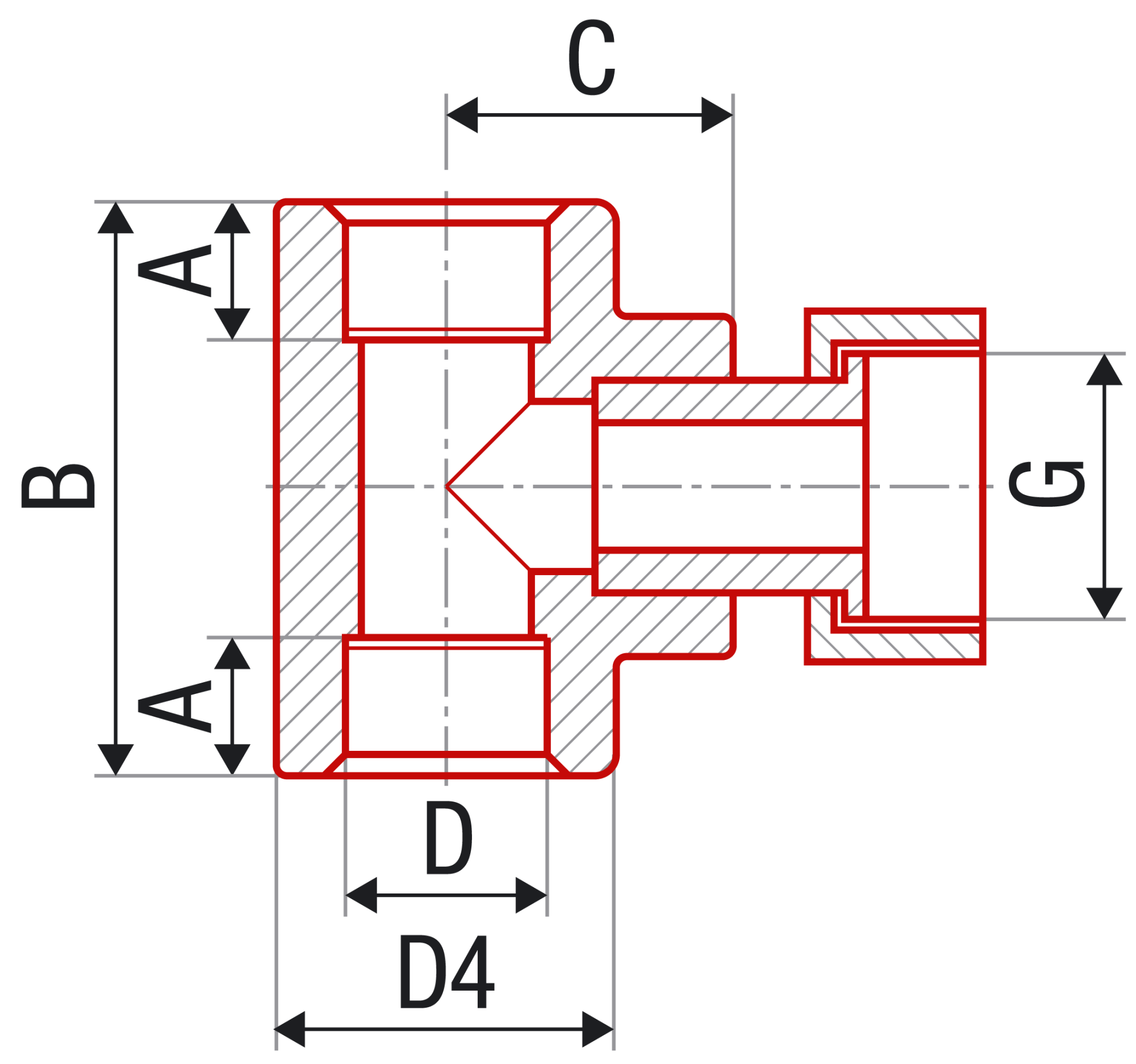 Тройник с накидной гайкой FV-plast 32х3/4"Вx32 полипропилен AA228020034