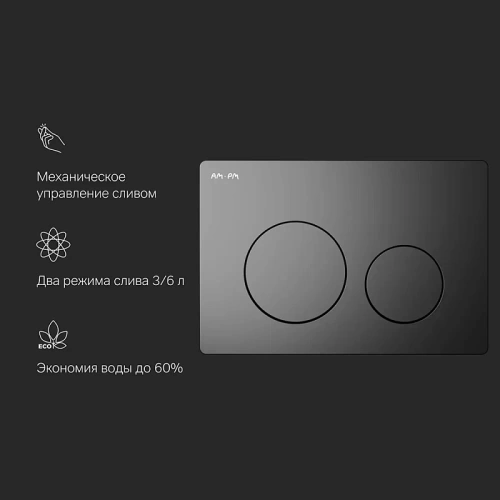 Кнопка для инсталляции механическая Am.Pm PrimeFit L I090138 пластик, черный матовый