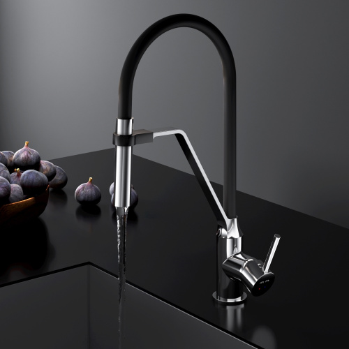 Смеситель для кухни AM.PM Like F8013000 хром, с черным гибким изливом