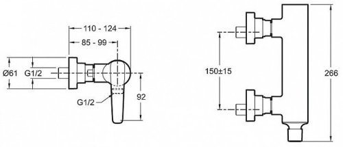 Смеситель для душа Jacob Delafon AlEo E72318-CP Хром, с настенными крепежами и кольцами