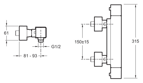 Смеситель для душа Jacob Delafon Strayt E9096-CP Хром, термостатический