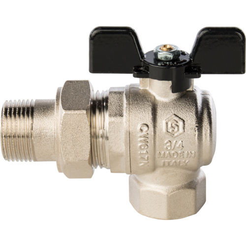 Угловой кран шаровой 3/4"ВН с американкой EPDM, ручка бабочка Stout SVB-0008-000020