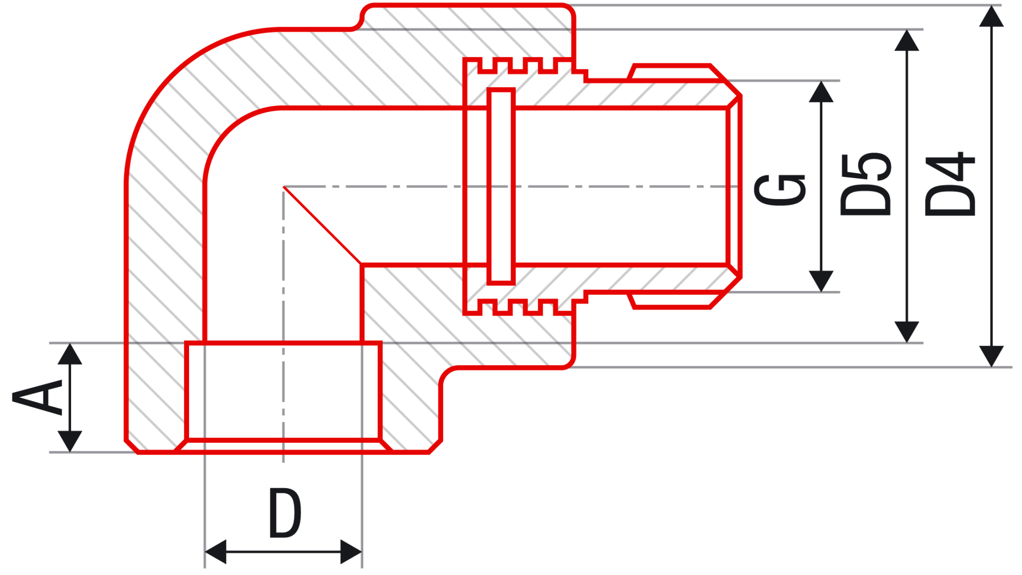 Угольник с резьбой FV-plast 32х1"Н полипропилен AA216032001