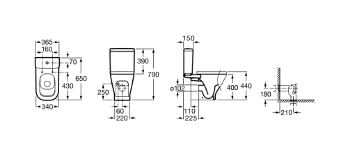Чаша унитаза Roca Gap 340x650 без бачка 342477000