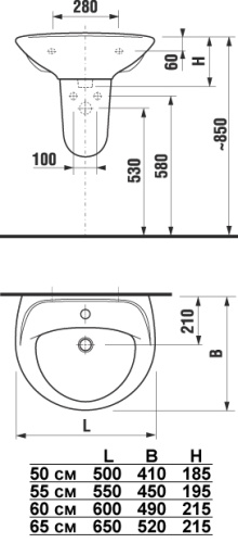 Раковина Jika Lyra 142700001049 белый 500x410