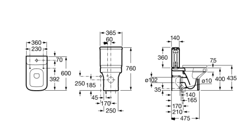 Бачок для унитаза Roca Dama-N без крышки (моноблок) 341784000