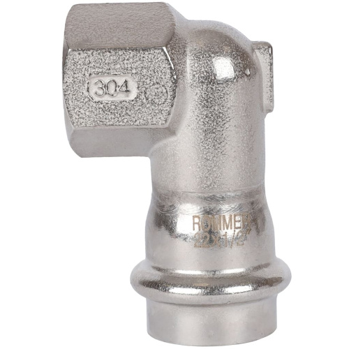 Угольник с резьбой ВПр-ВР 22х1/2" пресс, нержавеющая сталь Rommer