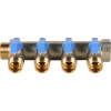 Коллектор 4 выхода STOUT 3/4"x1/2" с кранами, синии ручки SMB 6211 341204