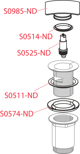 Выпуск Alcaplast  5/4", для раковины, механизм click/clack, с квадратной заглушкой, цельнометаллический A393