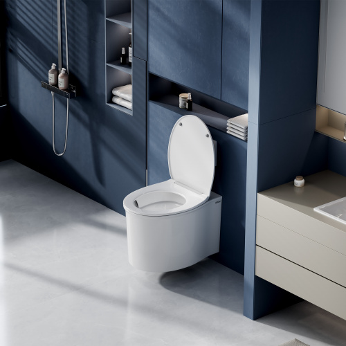 Подвесной унитаз ABBER Bequem AC1127 белый, безободковый, смыв торнадо и струйный смыв