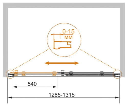 Душевая дверь в нишу Cezares PRATICO-BF-1-125-P-Cr