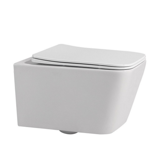 Комплект ABBER: подвесной унитаз Rechteck AC1201 белый, инсталляция AC0105, клавиша AC0120RG золото розовое