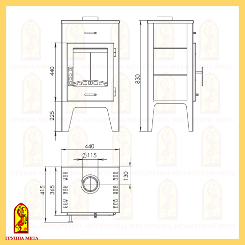 Печь-камин Мета «Пехорка-6», 6,0 кВт