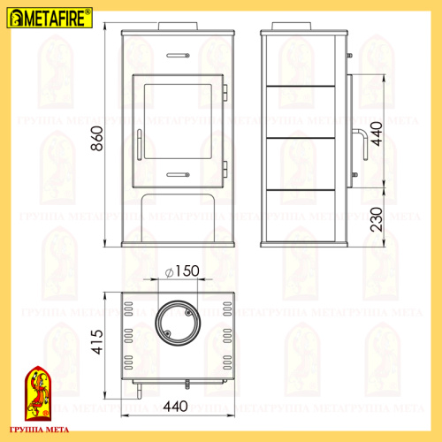 Печь-камин Мета «Нарва-6М», 6,0 кВт