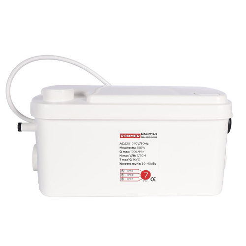 Канализационная насосная станция Rommmer BIOLIFT S-3 подключение 3x40