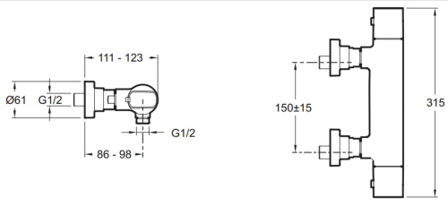Смеситель для душа Jacob Delafon AlEo E72352-CP Хром, термостатический