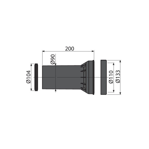 Патрубок 200 мм Alcaplast для подключения унитаза к стоку M902