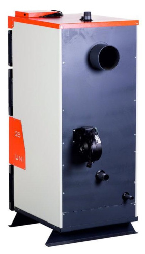 Котел твердотопливный 80кВт TIS UNI 75 интеллектуальный пульт, вентилятор, увеличенная топка