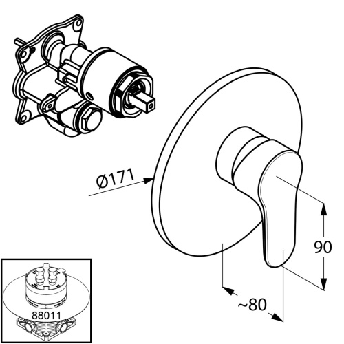 Смеситель для скрытого монтажа Kludi Objekta 326550575 Хром, неполный комплект
