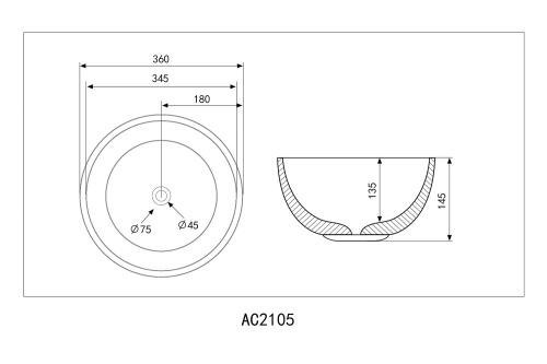 Раковина накладная ABBER Bequem AC2105MB черная матовая