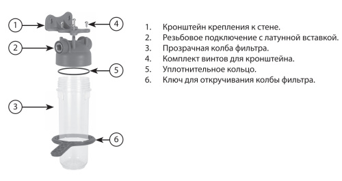 Корпус фильтра АКВАБРАЙТ 10 SL  на 1/2", прозрачный
