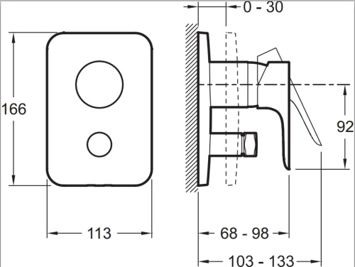 Смеситель для скрытого монтажа Jacob Delafon AlEo E98717-CP Хром, с переключателем на 2 выхода, неполный комплект