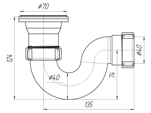 Сифон для душевого поддона 1 1/2"x40 прямоточный ANI E110
