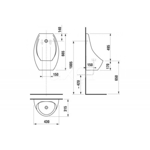 Писсуар Jika Domino 411010000001 белый, с отверстием для распылителя