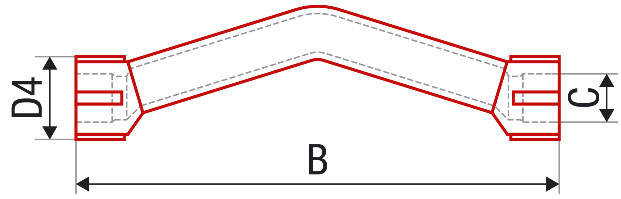 Обвод с муфтами длинный FV-plast 20х20 L188мм, полипропилен AA246020000