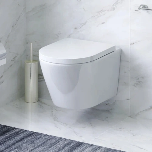 Унитаз с инсталляцией Am.Pm IS100151.741701 MasterFit клавиша L хром + Sense белый, безободковый, сиденье микролифт