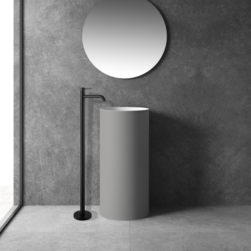 Смеситель для раковины ABBER Wasser Kreis AF8140B напольный, черный матовый