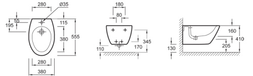 Биде подвесное Jacob Delafon Presquile E4441-00 белый 380х280х555