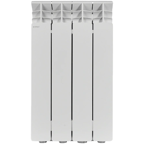 Алюминиевый радиатор STOUT GAMMA 500 - 4 секции, боковое, белый RAL 9010