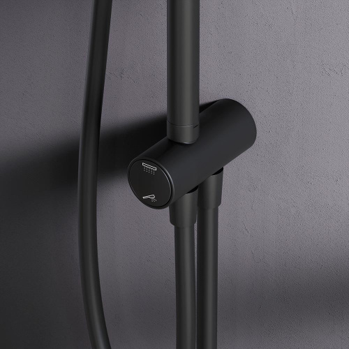 Душевая система Am.Pm Gem F0790022 черный: переключатель, стойка с верхним душем, ручной душ