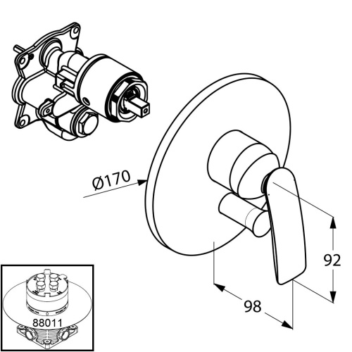 Смеситель для скрытого монтажа Kludi Balance 526509175 Белый/Хром, автоматическое переключение душ/ванна, термостат, неполный комплект