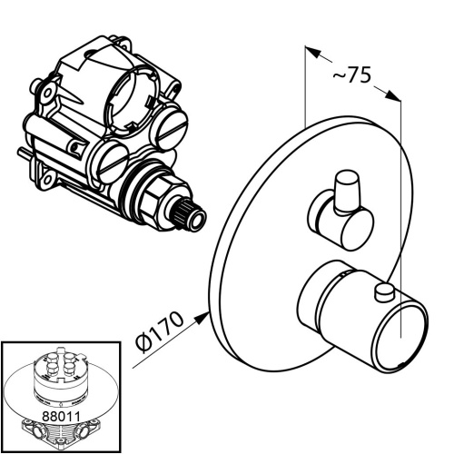 Смеситель для скрытого монтажа Kludi Zenta 388300545 Хром, переключатель ванна-душ, неполный комплект