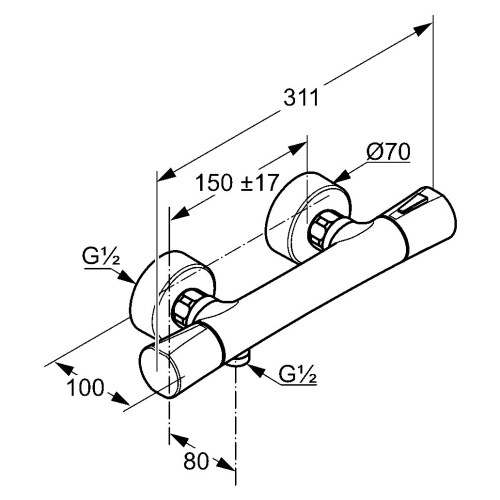 Смеситель для душа Kludi Zenta 351000538 Хром, термостатический