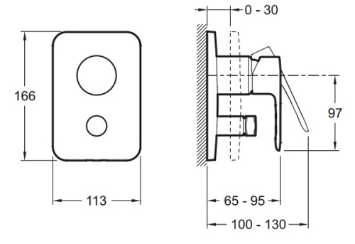 Смеситель для скрытого монтажа Jacob Delafon July E98714-CP Хром, с переключателем на 2 выхода, неполный комплект