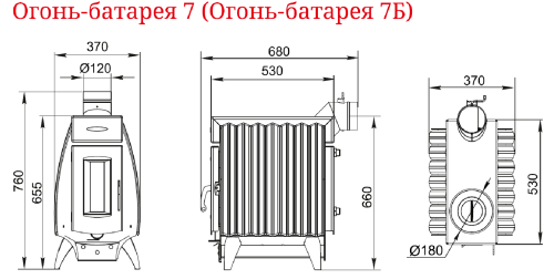 Отопительная печь Огонь-Батарея 7 шоколад Термофор