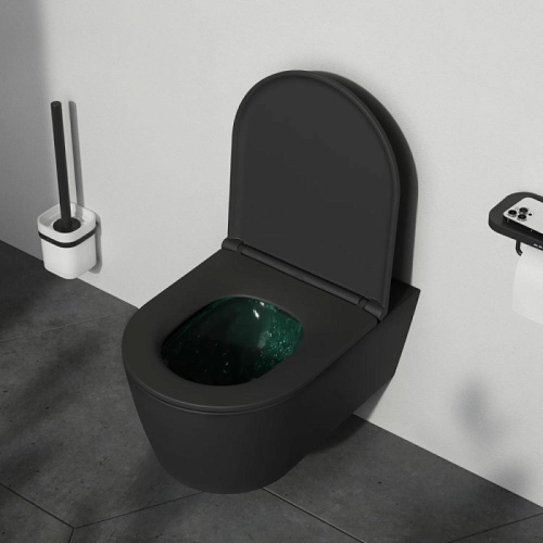 Подвесной унитаз Am.Pm Func C8F1701MBSC черный матовый, FlashClean безободковый с сиденьем микролифт