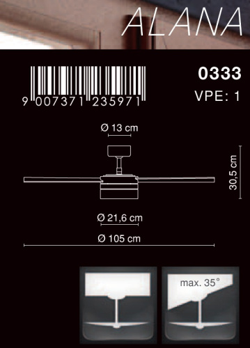 Люстра-вентилятор Globo Alana 0333