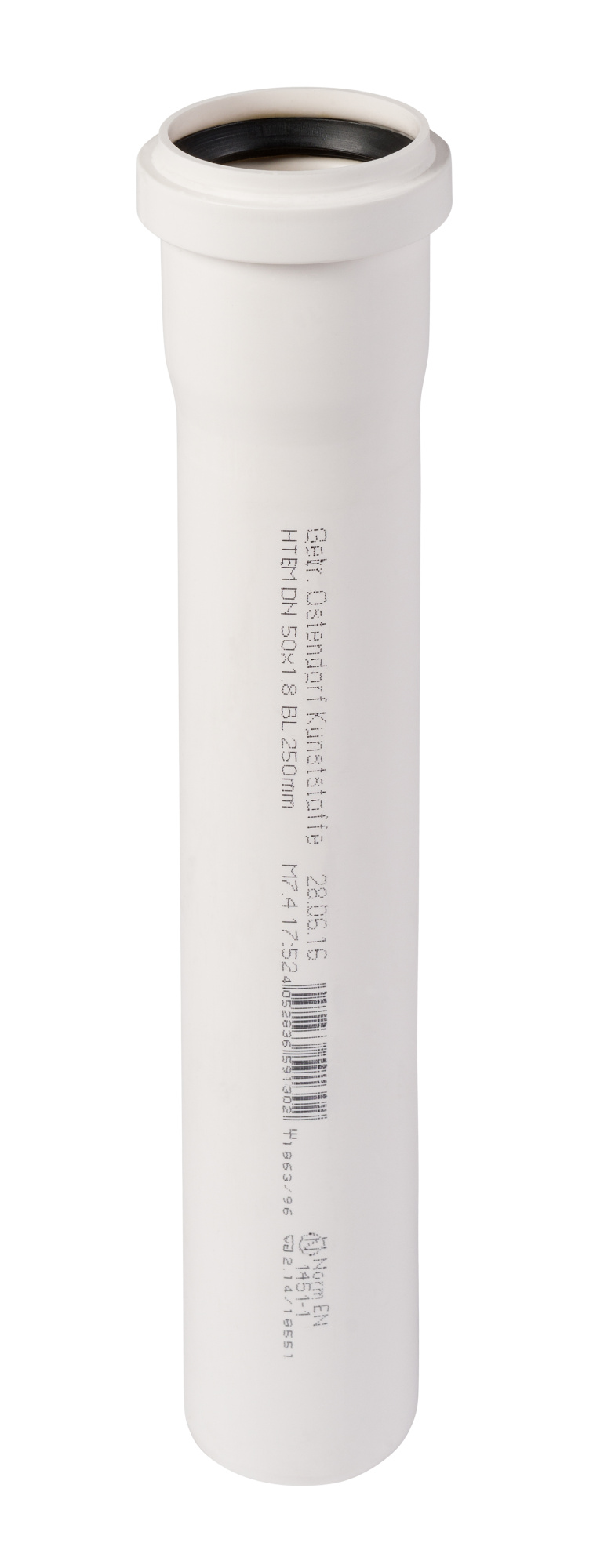 Труба 50 белая, длина 1000 мм PP HTEM Ostendorf внутренняя канализация