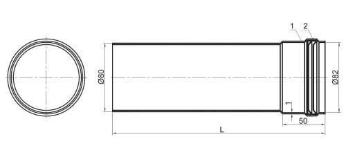 Элемент дымохода Ø80 труба 1000 мм п/м ) лого Stout