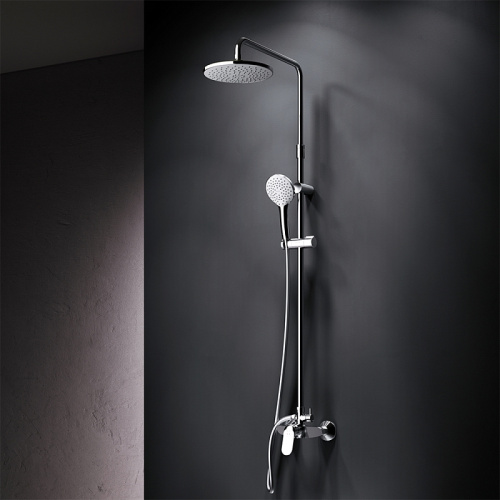 Душевая система Am.Pm Sunny F0785C800 хром: смеситель, стойка с верхним душем, ручной душ